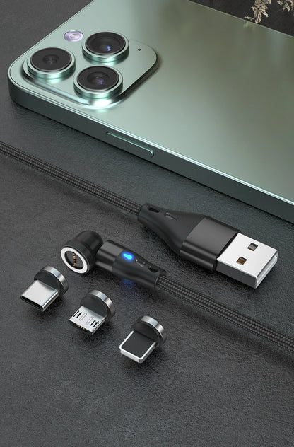 AUFU 5A Magnetic Cable 540 Rotate Fast Charging Magnetic USB Type C Cable For iPhone 14 Samsung Xiaomi Realme Mobile Phone Cable