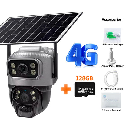 Security Protection Outdoor Waterproof Solar Panel Wifi Camera 8MP HD 4K Surveillance Cameras PIR Human Detection Home Security
