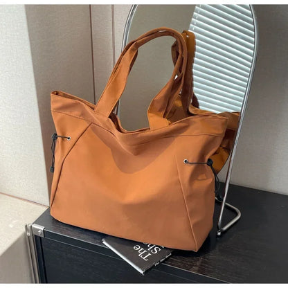 Sac fourre-tout décontracté de grande capacité, sac de voyage simple pour femme, grand sac à bandoulière, sacs à main esthétiques, sac fourre-tout à cordon
