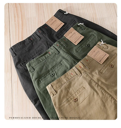 2025 Summer New Casual Cargo Cotton Shorts for Men Clothing Straight Big Pockets Solid Color Summer Pants FY7701