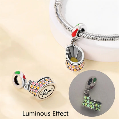 925 Sterling Silver Spots Series Charm Eiffel Tower Egypt Charms Pendant Fit MULA Original Sliver Bracelets DIY Jewelry Gifts