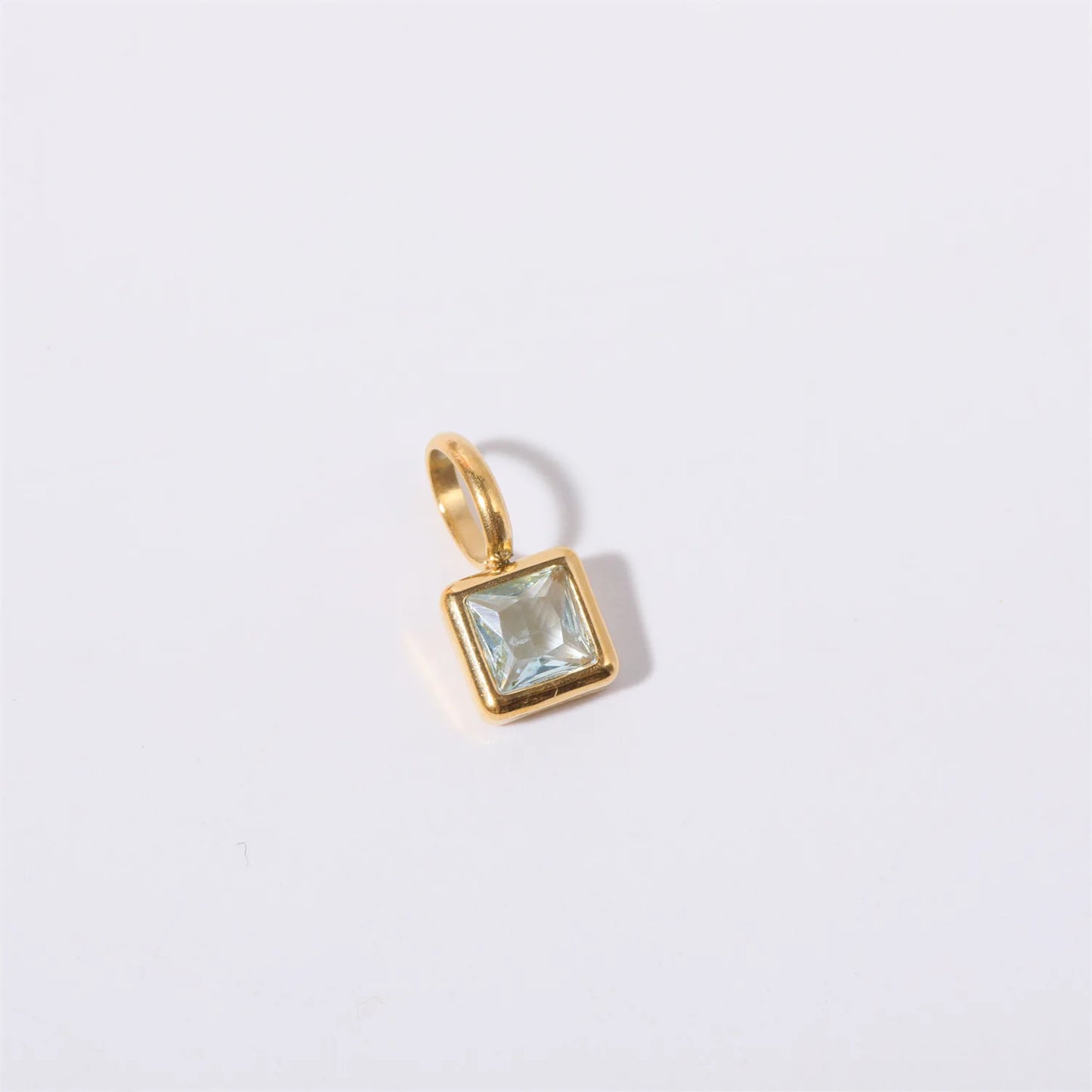 Nouveautés en acier inoxydable, breloques avec 12 pierres de naissance pour femmes et filles, pendentifs carrés colorés à la mode, accessoires de bijoux DIY