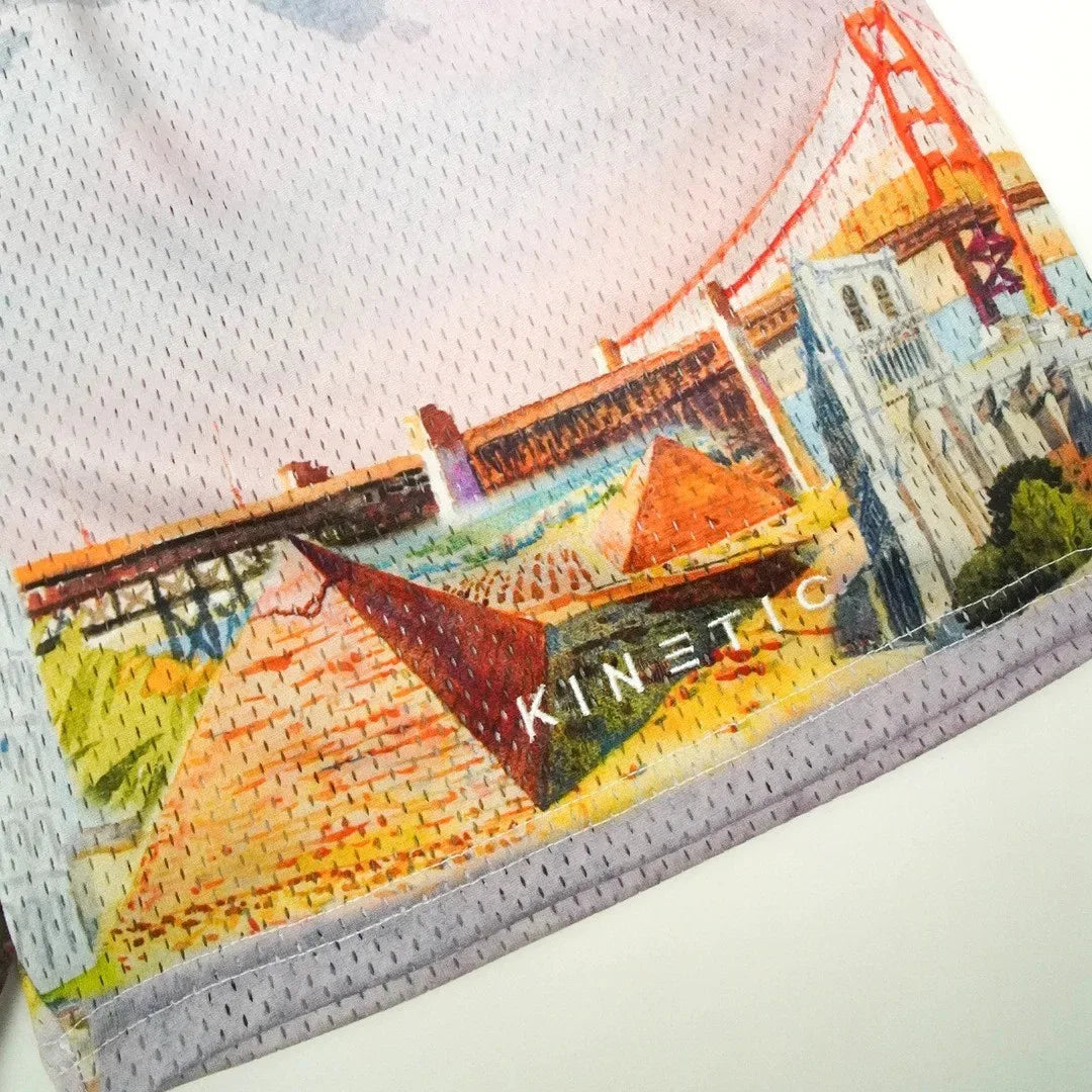 2024Summer New Digital Printing American Sports Casual Shorts Mesh Breathable and Loose Men's Short Shorts