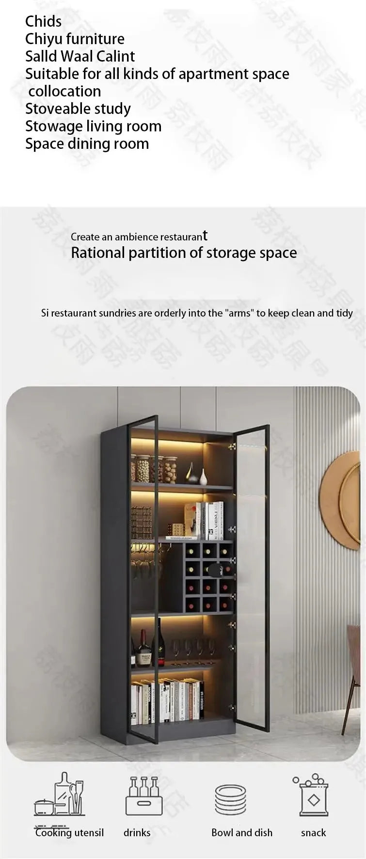Glass Cellar Wine Cabinets Rack Showcase Storage Wall Wine Cabinet Living Room Fridge Vitrinas De Vidrio Indoor Bar Furniture