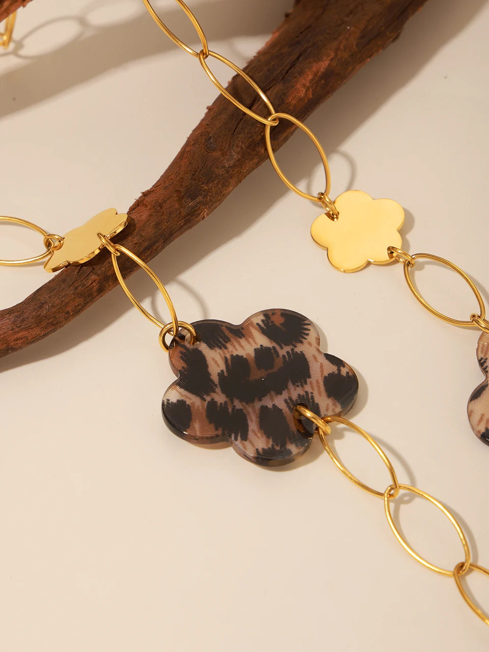 Stainless Steel Long Necklace For Women 18k Gold Plated Women's Sweater Chain Necklaces Woman Leopard Print Jewelry Accessories