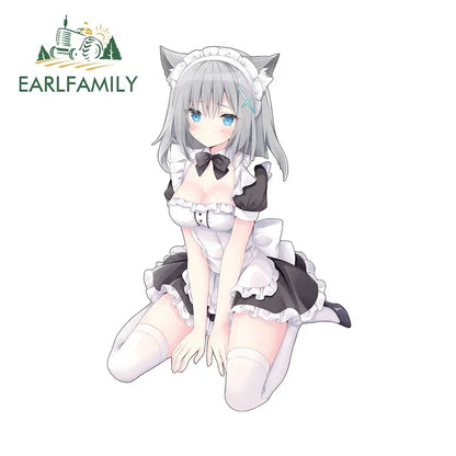 EARLFAMILY 13cm x 11.7cm NSFW Cat Ears Loli Car Sticker Anime Waifu Soprts Clothes Windows Decal Creative Vinyl Motorcycle Decor
