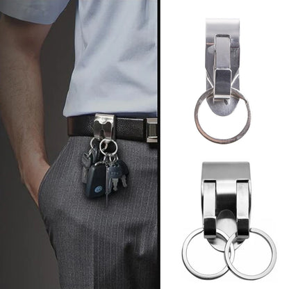 Stainless Steel Keyring Security Clip On Heavy Duty Belt for Key Clip Belt Keychain 2 Detachable Keyrings Belt for Key Holder