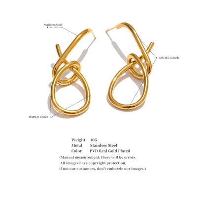Yhpup Personalized Stainless Steel Geometric Big Drop Unusual Earrings for Women Rust Proof Texture Statement Party Jewelry