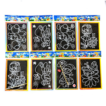 1-10pcs Dazzling Kids Scratch Drawing Set Pupil Puzzle Scratch Drawing Toys Kindergarten Early Education DIY Handmade Color Gift