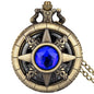 Exquisite Emerald-green Stone Bronze Case Quartz Pocket Watch Simple White Dial Chain Clock Necklace Pendant Watch for Men Women