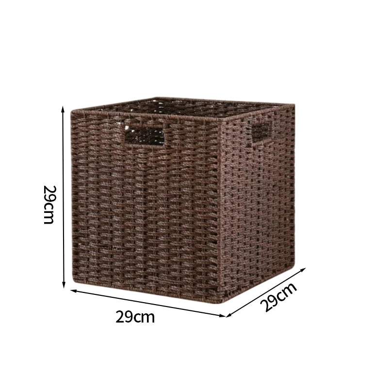Boîte de rangement tissée à la main Grand panier Rangement de vêtements tissés Cuisine Chambre Salon Vêtements Épicerie Articles divers Organisateur