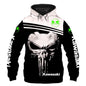 Sweat à capuche Punisher pour homme, imprimé numérique 3D, fermeture éclair, combinaison de course de moto, 2024
