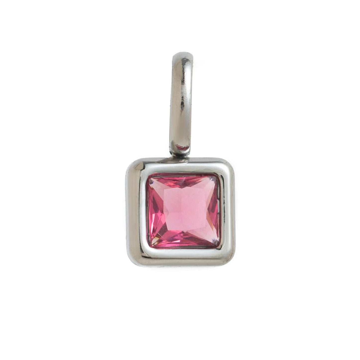 Nouveautés en acier inoxydable, breloques avec 12 pierres de naissance pour femmes et filles, pendentifs carrés colorés à la mode, accessoires de bijoux DIY