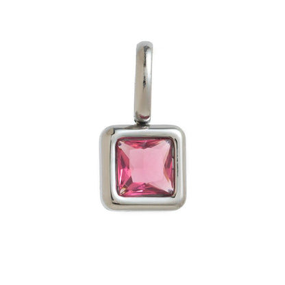 Nouveautés en acier inoxydable, breloques avec 12 pierres de naissance pour femmes et filles, pendentifs carrés colorés à la mode, accessoires de bijoux DIY