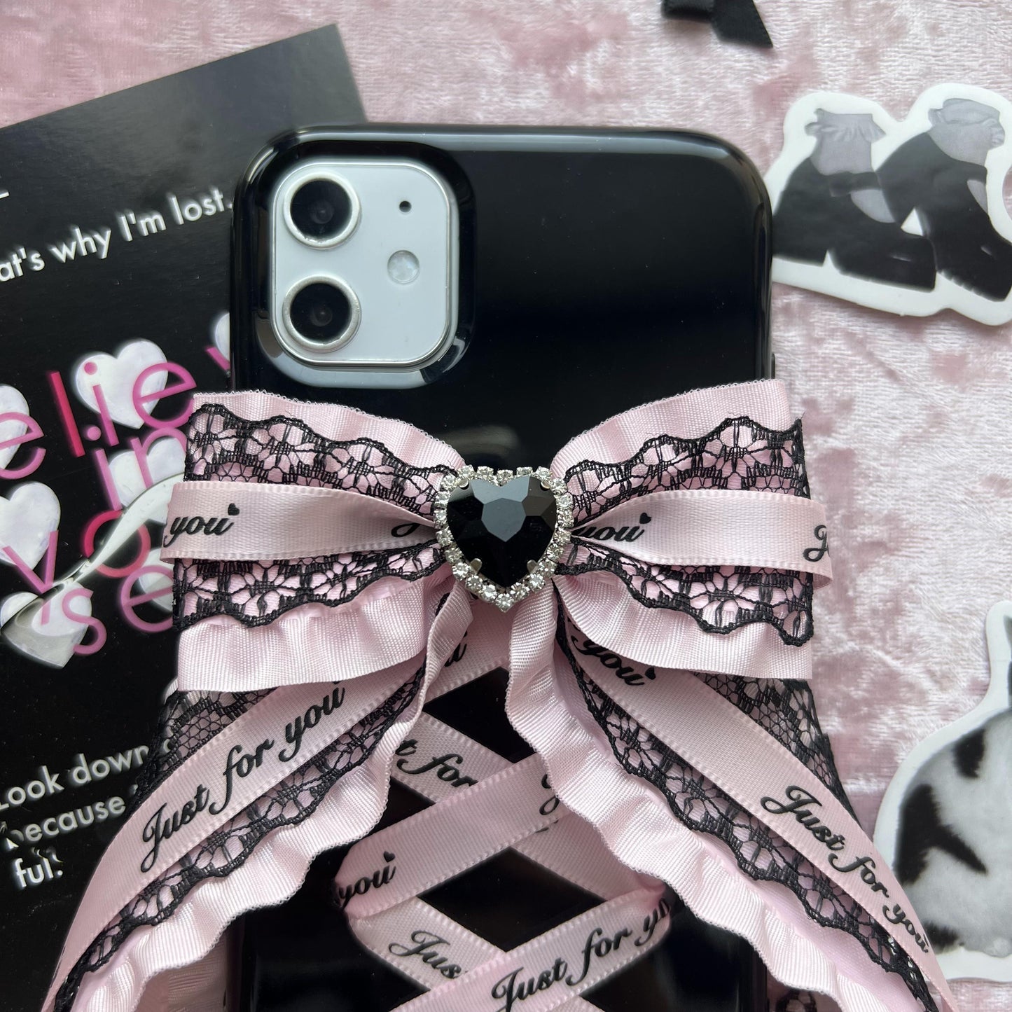 Dophee Original Landmine Series Lolita Bow Young Girl Phone Case Rhinestone Lace Soft Shell Phone Cover IPhone14 15 16Promax