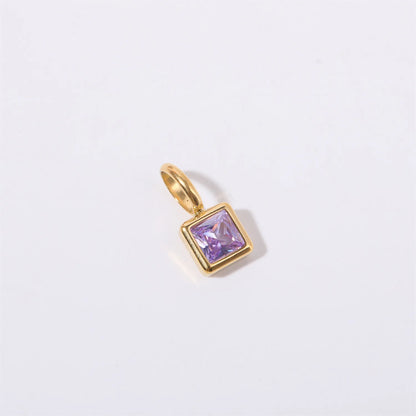 Nouveautés en acier inoxydable, breloques avec 12 pierres de naissance pour femmes et filles, pendentifs carrés colorés à la mode, accessoires de bijoux DIY
