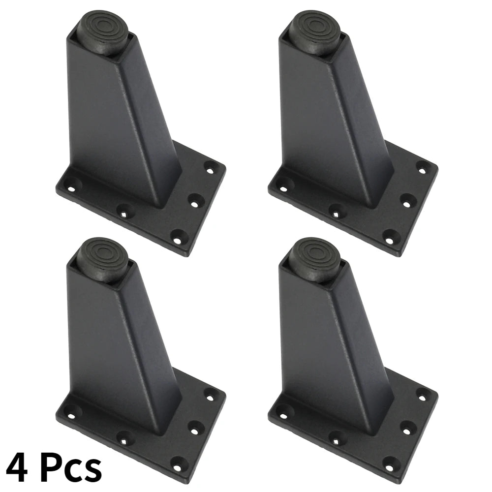 Lot de 4 pieds de meuble réglables en métal, noirs, en alliage d'aluminium épais, pour canapé, lit, meuble TV
