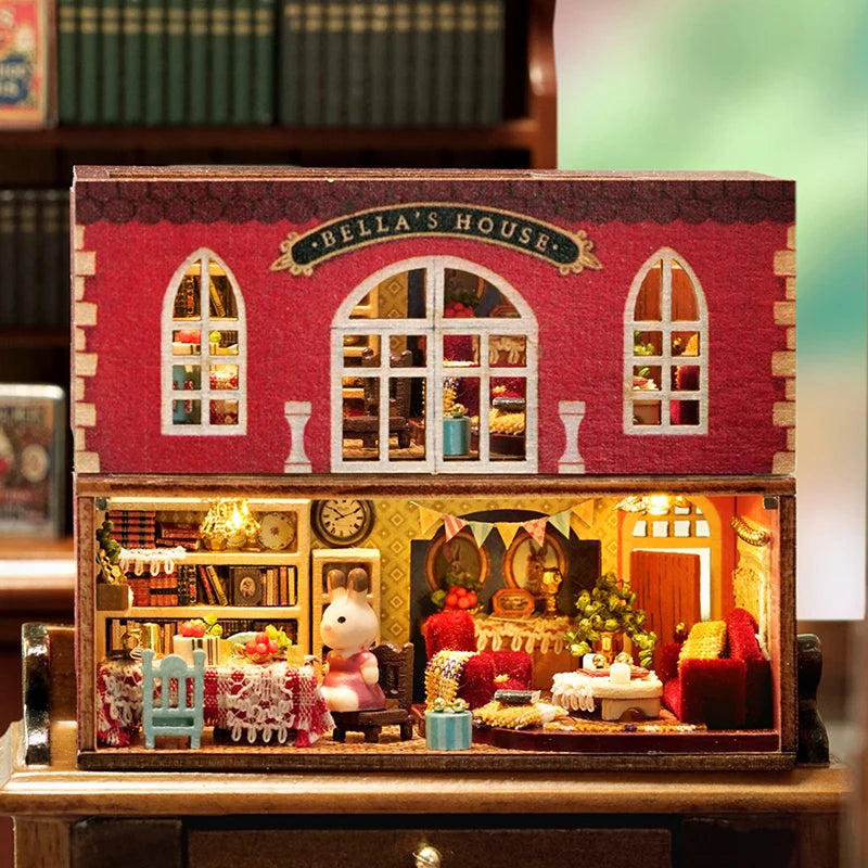 Kit de bricolage pour mini-poupées, maison de poupée, jouets de chambre, décoration de chambre à coucher avec meubles, artisanat en bois, puzzle 3D, anniversaire de fille