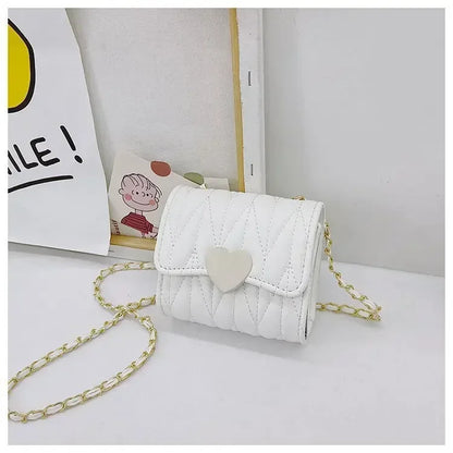 Fashion Heart Baby Girls Small Shoulder Bags Kids Coin Purse Accessories Handbags Lovely Children's Mini Square Messenger Bag
