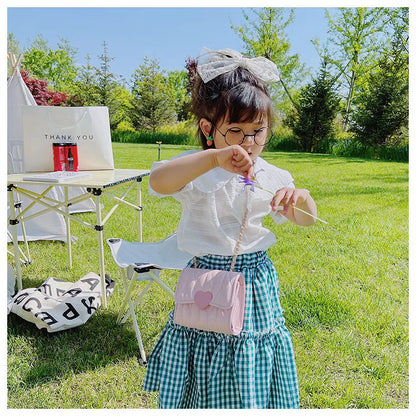 Fashion Heart Baby Girls Small Shoulder Bags Kids Coin Purse Accessories Handbags Lovely Children's Mini Square Messenger Bag