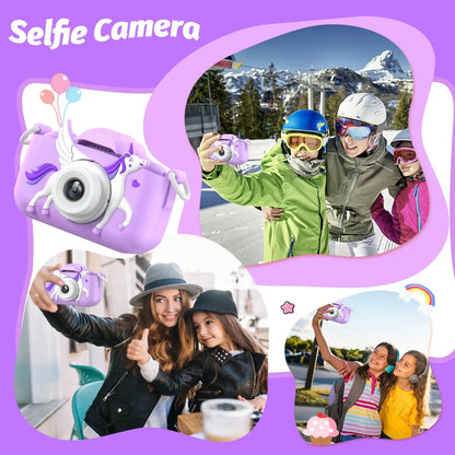 INOCTI Kids Digital Camera, Toddler Video Camera, 1080P HD Dual Lens, For 3-12 Year Old Girls Christmas Birthday Gifts Toys