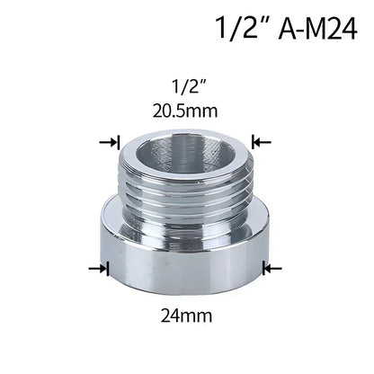 Water Faucet Coupler 1/2 To M16 M18 M20 M22 M24 M28 M32 Thread Connector Conversion Tap Adapter Fitting Bubbler Kitchen Bathroom