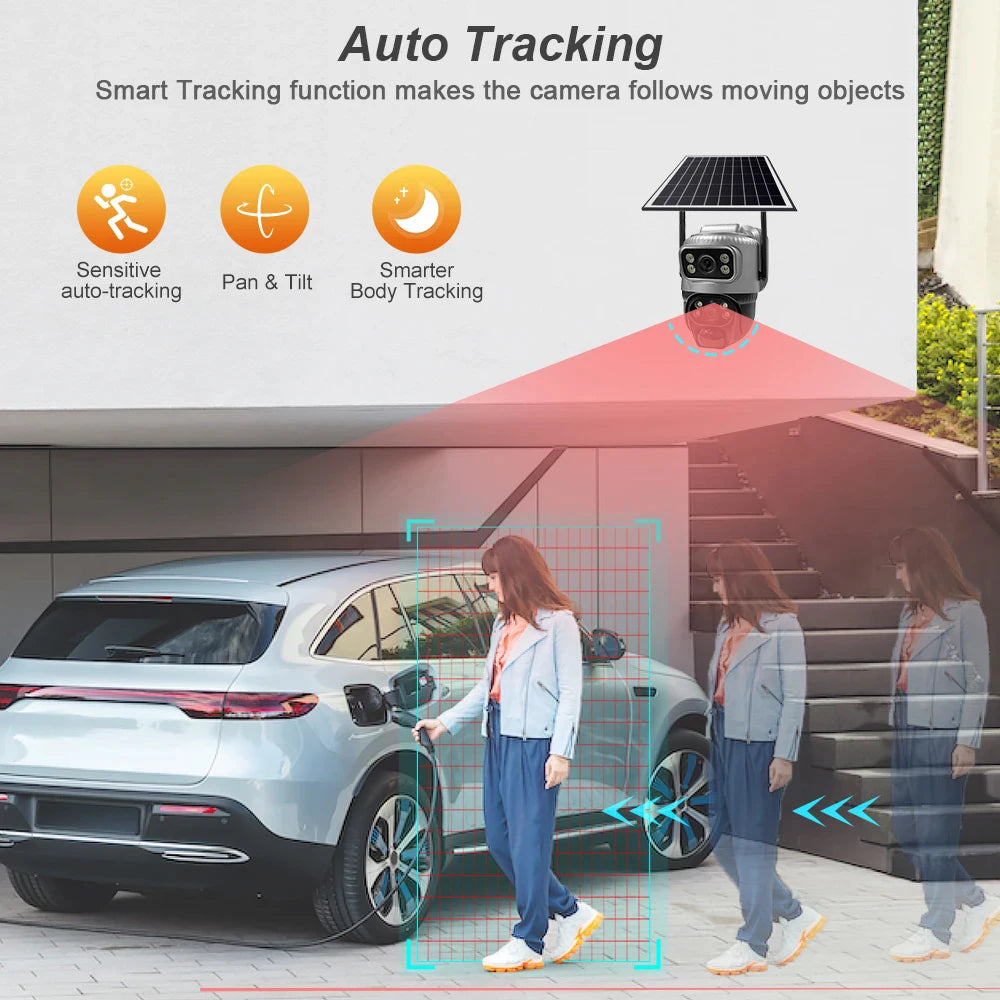 Security Protection Outdoor Waterproof Solar Panel Wifi Camera 8MP HD 4K Surveillance Cameras PIR Human Detection Home Security