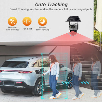 Security Protection Outdoor Waterproof Solar Panel Wifi Camera 8MP HD 4K Surveillance Cameras PIR Human Detection Home Security