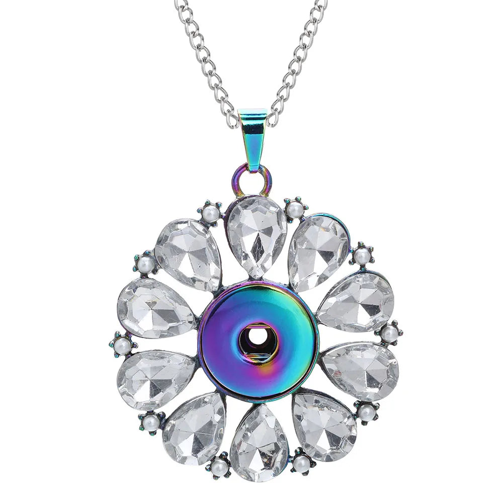 Three Color Snap Necklace Jewelry Simple Snap Pendant Necklace Fit 18mm Snaps Button Jewelry for Women Accessories ZG511