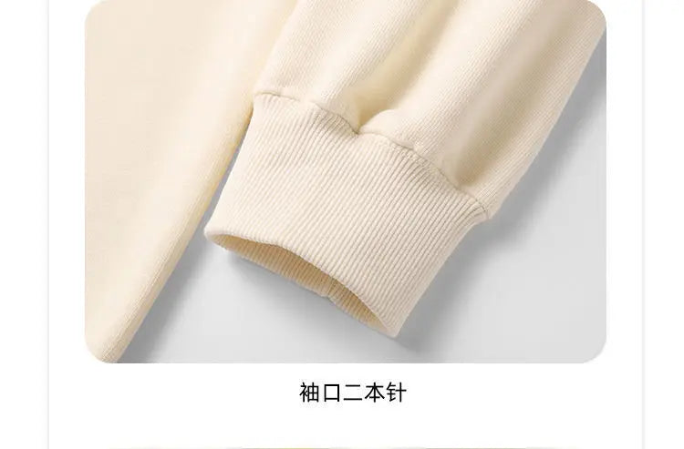 Autumn Sweatshirt Fashion Matcha Green 420g Heavy Round Neck Sweater Men's Solid Color Top Streetwear Women