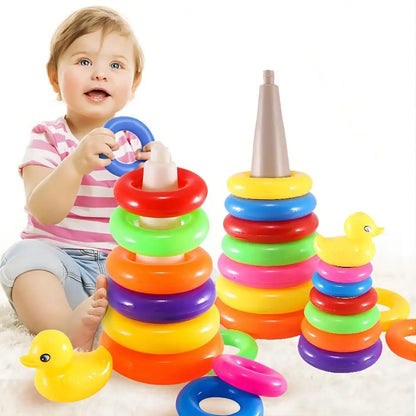 0-3 years old Infant Early Learning Rainbow Stacking Toys Puzzle Development Intelligence Rainbow Tower Baby Toy Gift Stack Ring