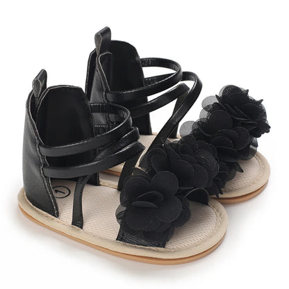 Girls' Sandals 2025 Summer New Children's Flower Princess Shoes Medium Large Children's Soft Bottom High Butt Roman Shoes