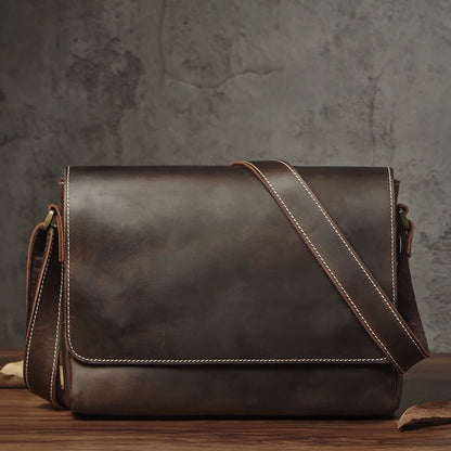 Sac à bandoulière NUKA en cuir véritable pour homme, style rétro, original, en cuir de vache, horizontal, à rabat, pour iPad 11 pouces