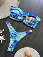 Sexy Colorful Floral Printed Bandeau Bikini Female Swimsuit Women Swimwear Two-pieces Bikini set Bather Bathing Suit Swim K6137