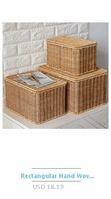 Boîte de rangement tissée à la main Grand panier Rangement de vêtements tissés Cuisine Chambre Salon Vêtements Épicerie Articles divers Organisateur