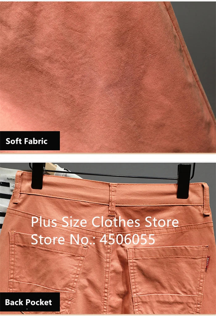 Cotton Shorts Men Summer Plus Size 46 44 42 40 Loose Thin Stretched Black Beige Students Blue Casual Half Trousers Streetwear