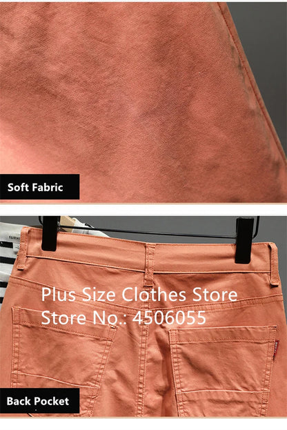 Cotton Shorts Men Summer Plus Size 46 44 42 40 Loose Thin Stretched Black Beige Students Blue Casual Half Trousers Streetwear