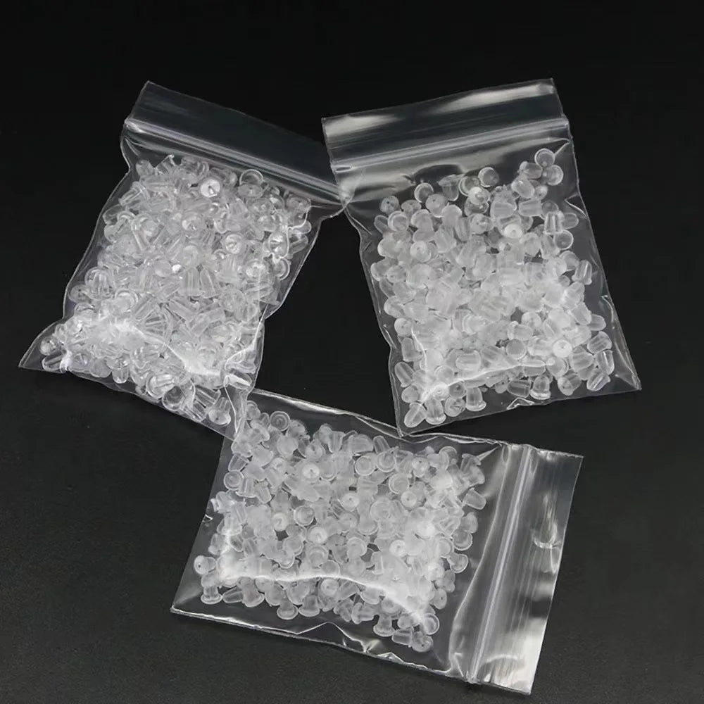 Lot de 500/2000 bouchons d'oreilles en silicone transparents, anti-chute, accessoires pour boucles d'oreilles