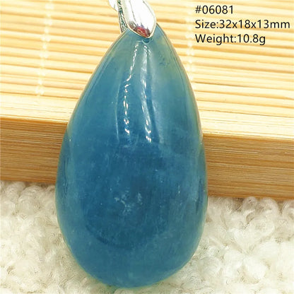 Natural Blue Aquamarine Pendant Clear Water Drop Women Men Brazil Aquamarine Crystal Necklace Jewelry AAAAA