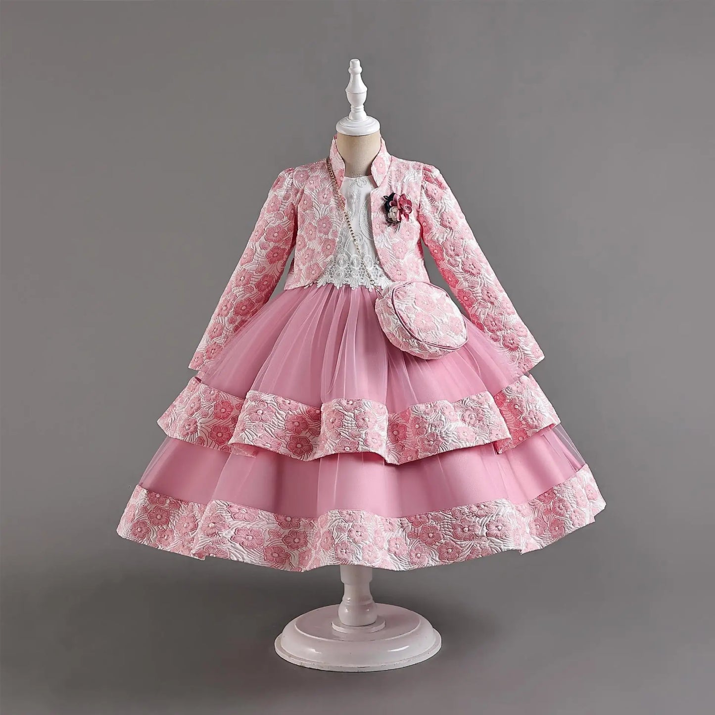 New Girls' Dress Two Piece Set 3-10 Years Old Gorgeous Christmas Performance Dress Autumn Girls' Party Prom Dress