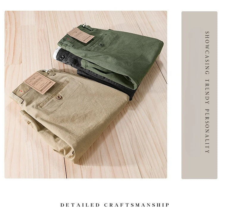2025 Summer New Casual Cargo Cotton Shorts for Men Clothing Straight Big Pockets Solid Color Summer Pants FY7701