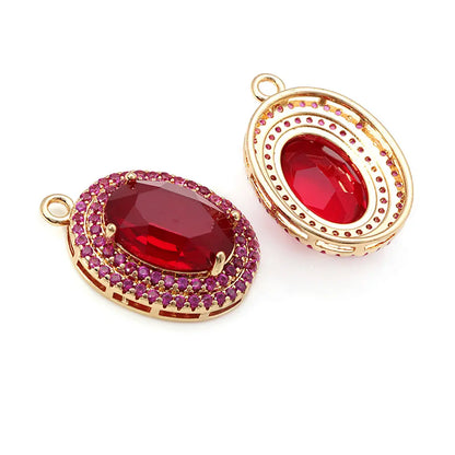 4PCS 18K Gold Color Brass Zircon Glass Oval Charms Pendants Necklace Earrings Diy Jewelry Accessories Rosediy official-website