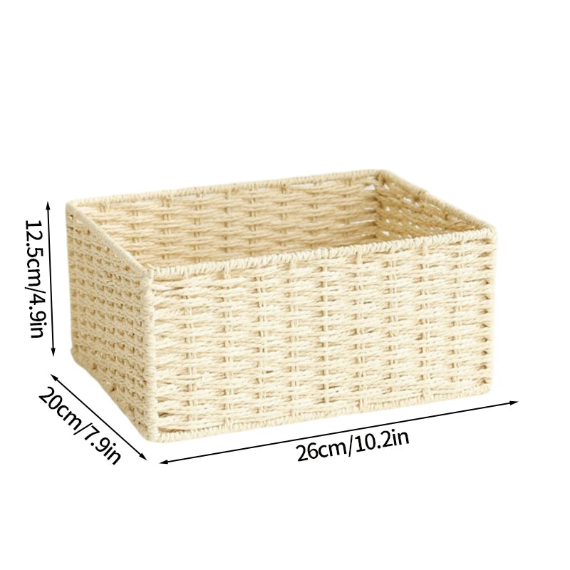 Boîte de rangement tissée à la main Grand panier Rangement de vêtements tissés Cuisine Chambre Salon Vêtements Épicerie Articles divers Organisateur