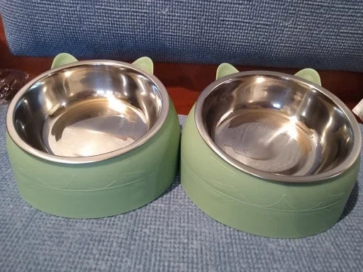 Stainless Steel Cats Food Bowls Non-slip Crash Pets Bowls Lovely Inclined Kitten Puppy Food Drinking Water Feeder Premium Design