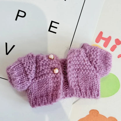 Lovely Bow Heart Flower Bud Skirt Set Decor Dress Sweater Cardigan Outfit Dolls Accessories For 17cm/38cm Labubu Doll Clothes