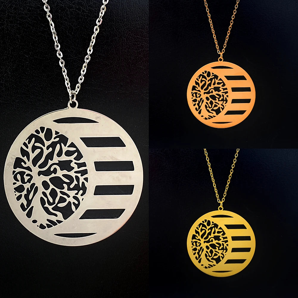 Custom Family Names Necklace Stainless Steel Personalized Name Pendant Tree Of Life 1-5 Names Birthstone For Women Birthday Gift