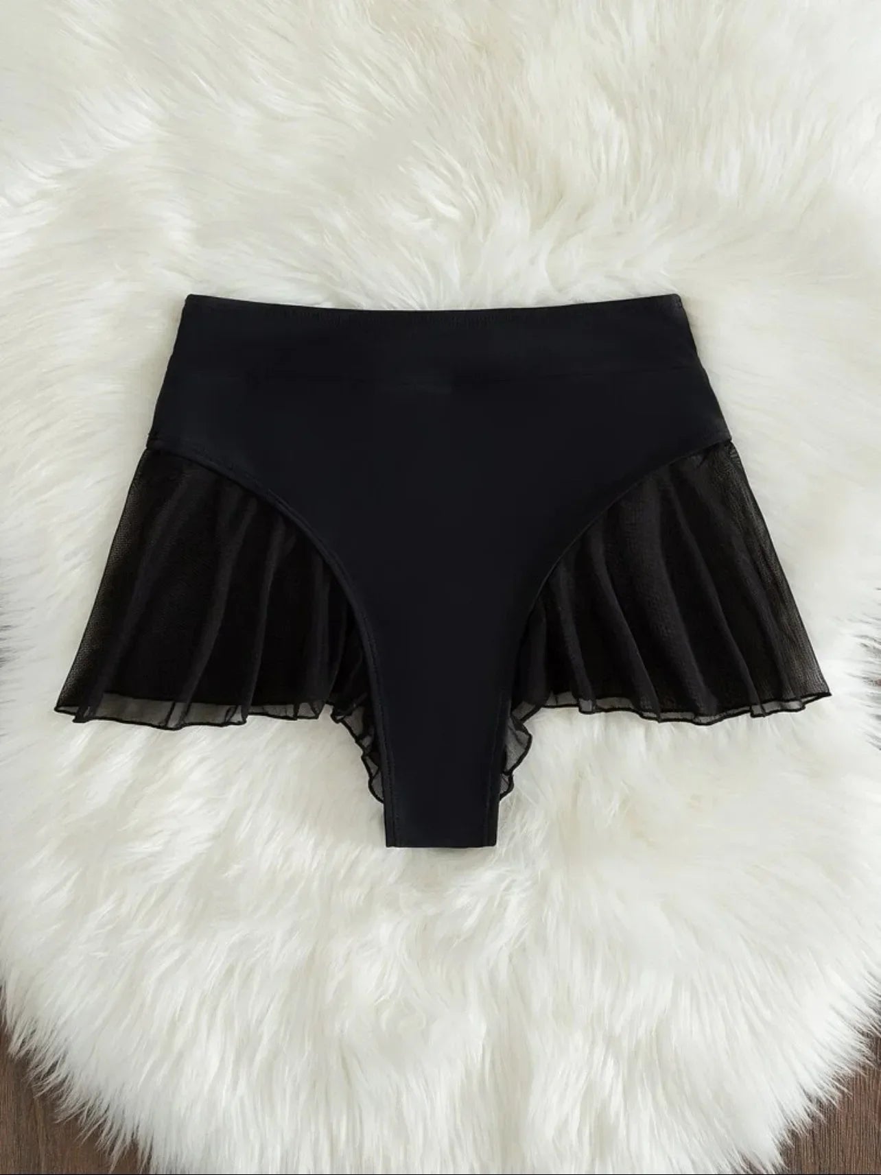 2025 New Thong Sexy Swim Panty for Women High Waist Beachwear Swimwear Ruffle Solid Swim Trunk Cute Beach Shorts Bathing Suit