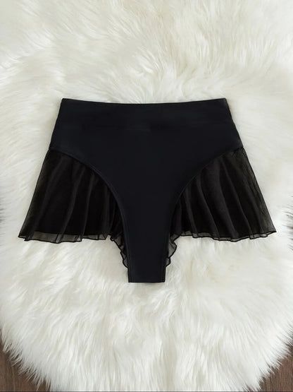 2025 New Thong Sexy Swim Panty for Women High Waist Beachwear Swimwear Ruffle Solid Swim Trunk Cute Beach Shorts Bathing Suit