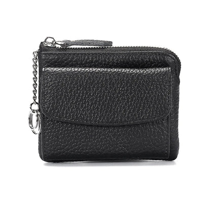 2023 New Genuine Leather Women Mini Wallet Ladies Short Wallets and Purses Zipper Leather Coin Purse Keychain Coins Pocket Bag