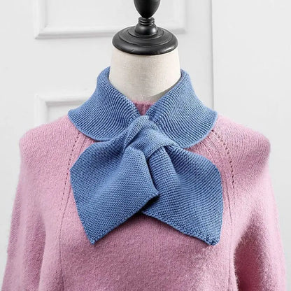 Knitted Cross Scarf Women Warm Casual Turtleneck Neck Warmer Detachable Winter Windproof Sweater Bowtie Scarf